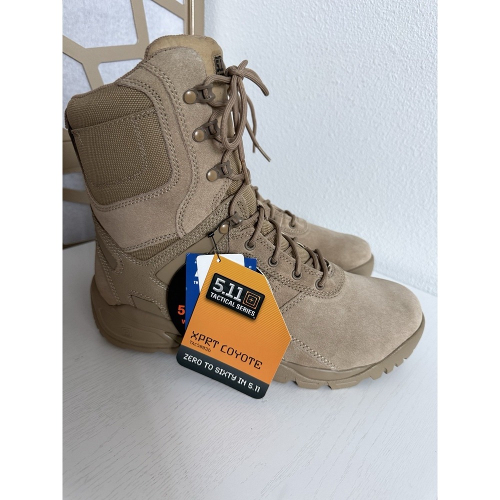 5.11 Tactical Boots XPRT Coyote Tan Brown 12204 Size 12 Leather Nylon Cool Max